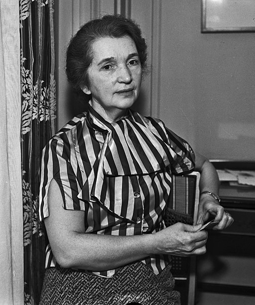 a portrait of Margaret Sanger in a striped shirthttps://commons.wikimedia.org/wiki/File:Margaret_Sanger_visits_Los_Angeles.jpg