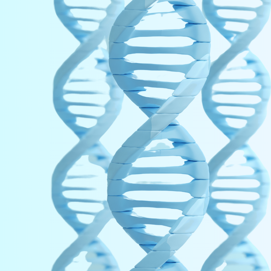 dna strands on blue background