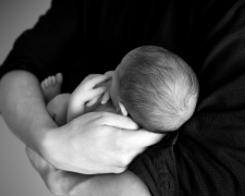 black and white photo of a baby