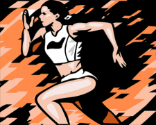 Illustrated drawing of an athletic female runner.