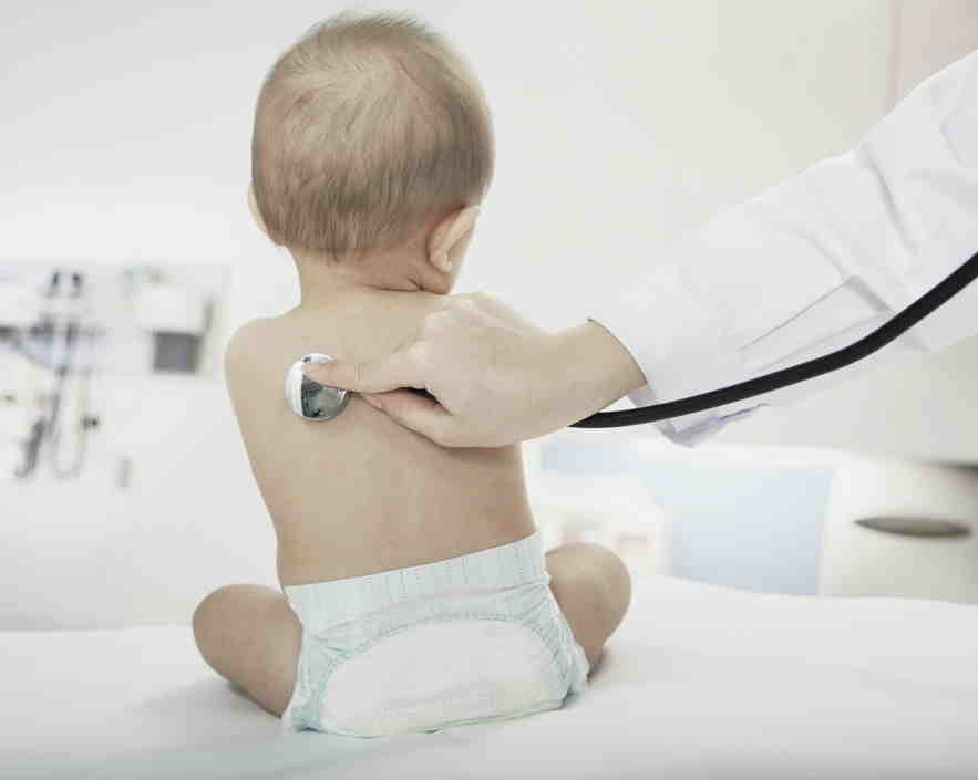 stethoscope on baby's back