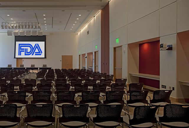 A large, empty FDA conference room