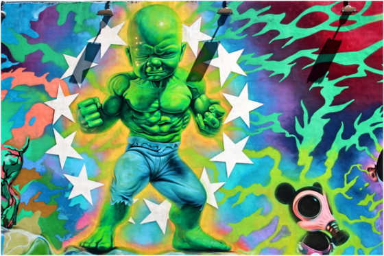 Ron English’s Baby Hulk at the Wynwood Walls in Miami