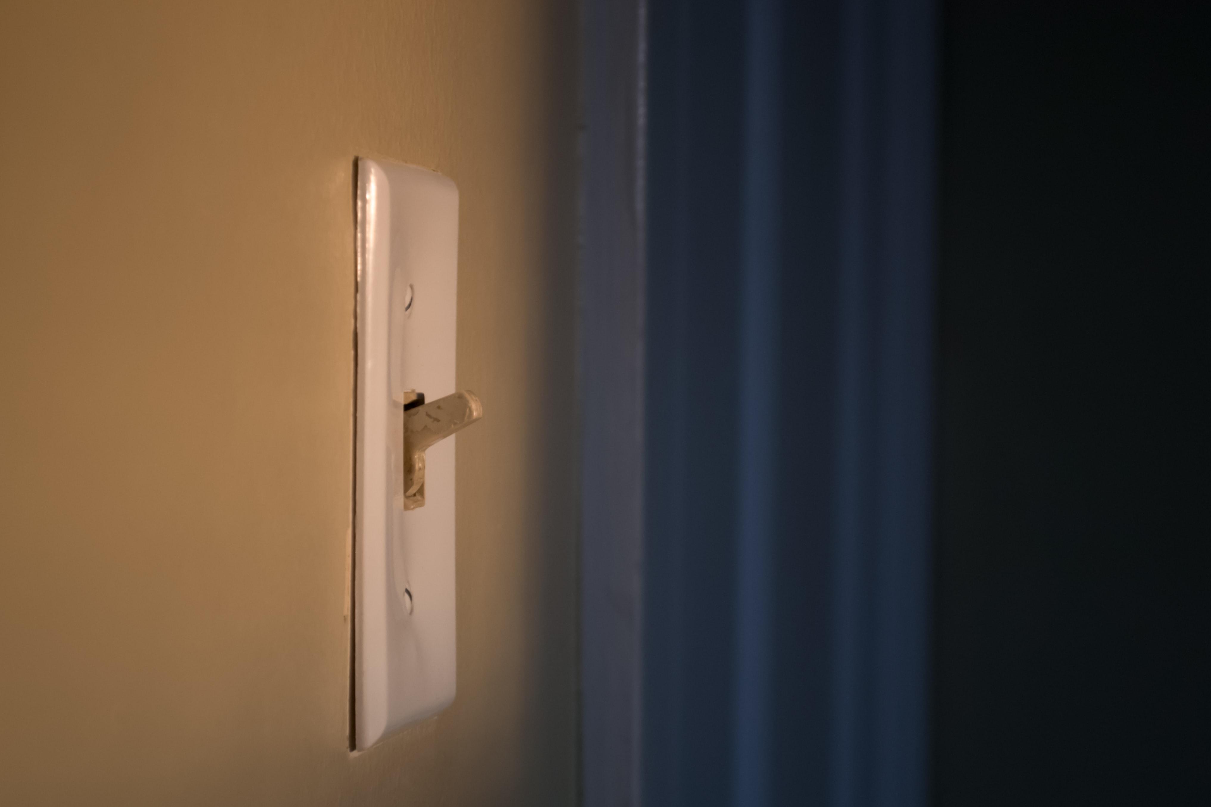 Light switch on wall