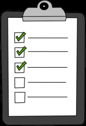 Illustrated clipboard, with three check marks on a generic list.