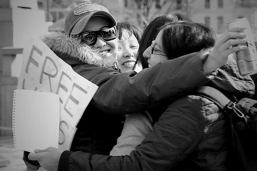 Group hugging