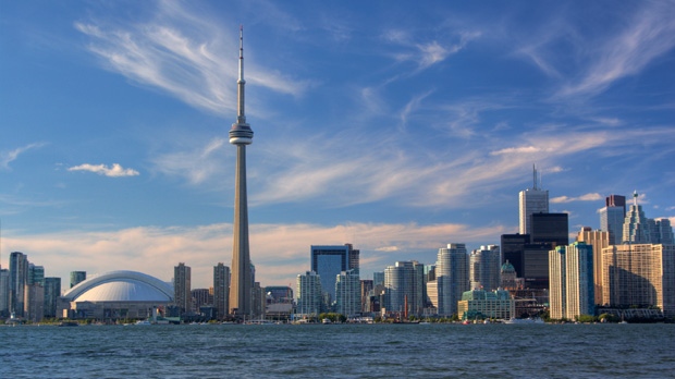 Image of the Toronto skyline at sunset.